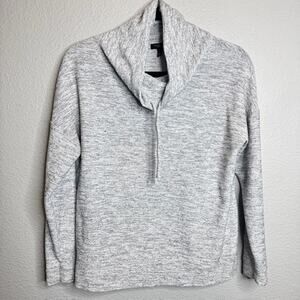 Talbots Petite Large Funnel Neck Gray Marled Boucle Sweater